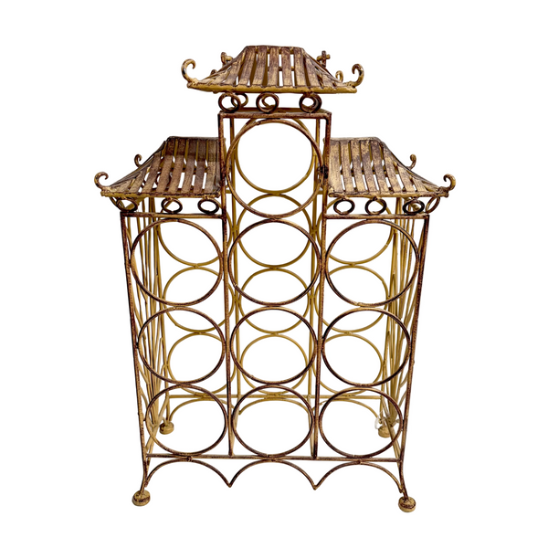 Vintage Pagoda Metal Wine Rack