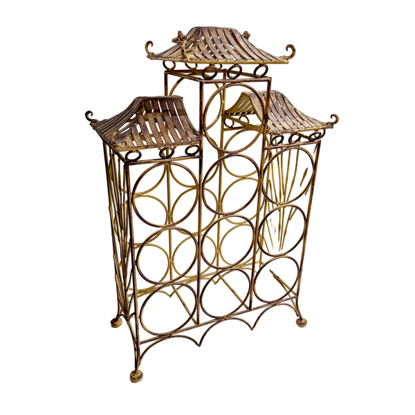 Vintage Pagoda Metal Wine Rack