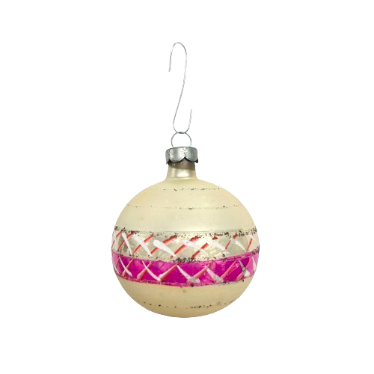 Vintage Crisscross Pink & Cream Ornament