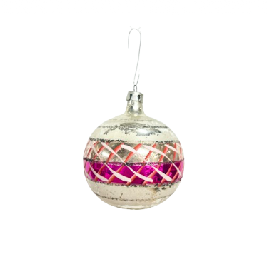 Vintage Crisscross Pink & Silver Ornament