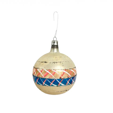 Vintage Blue & Silver Crisscross Ornament