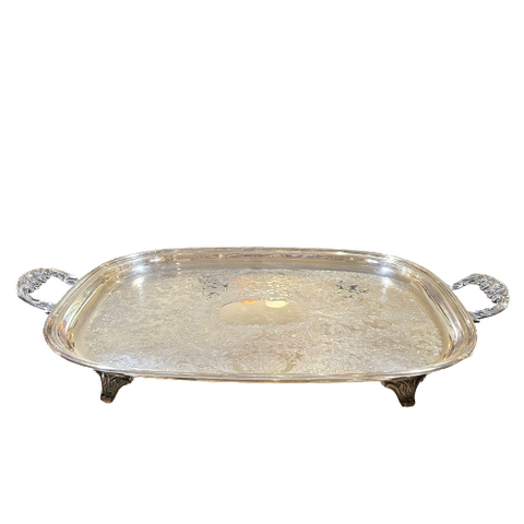 Vintage Silver  Plate Handled Tray