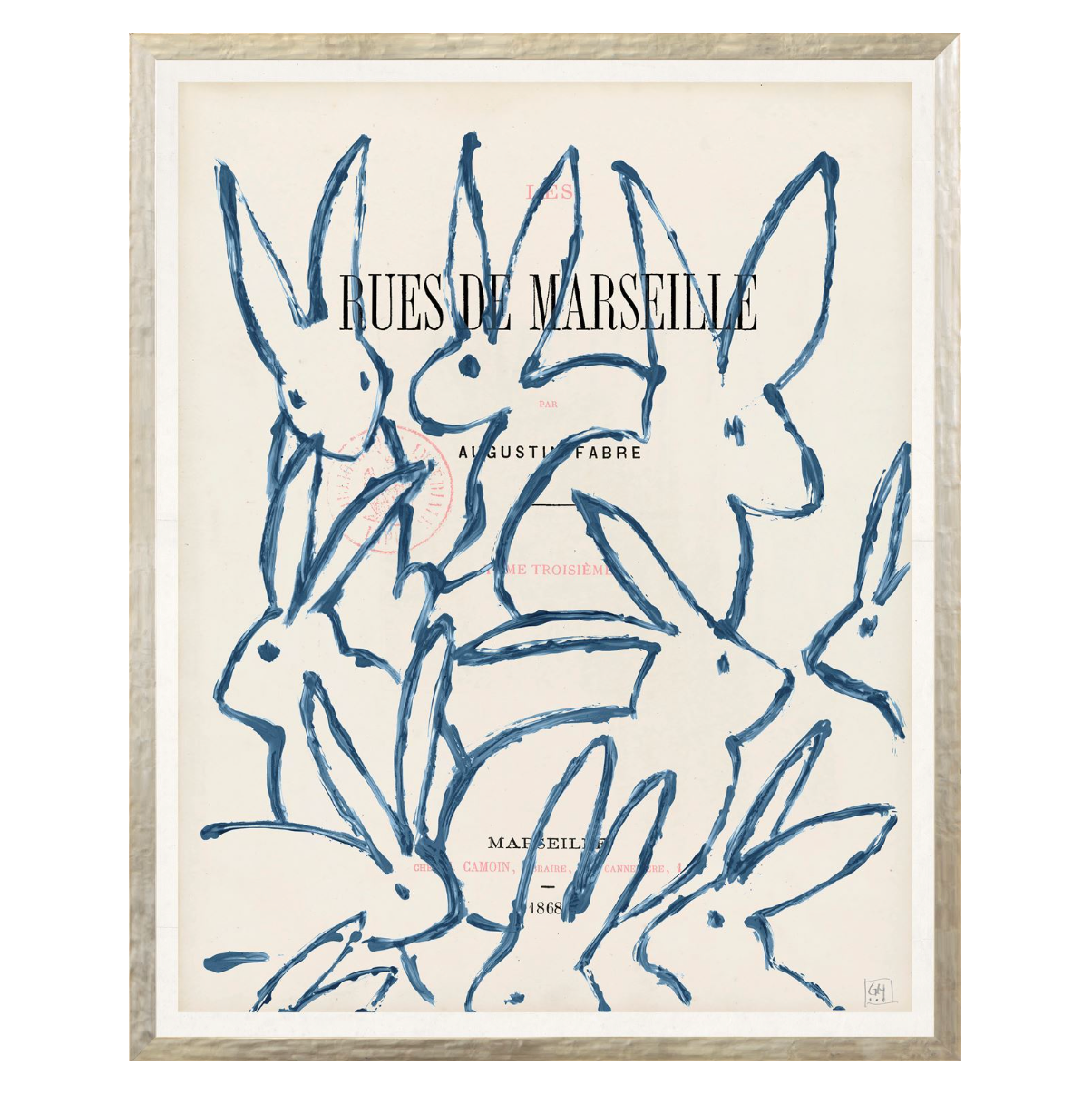 Large Parisienne Page Bunny Print - Silver Frame