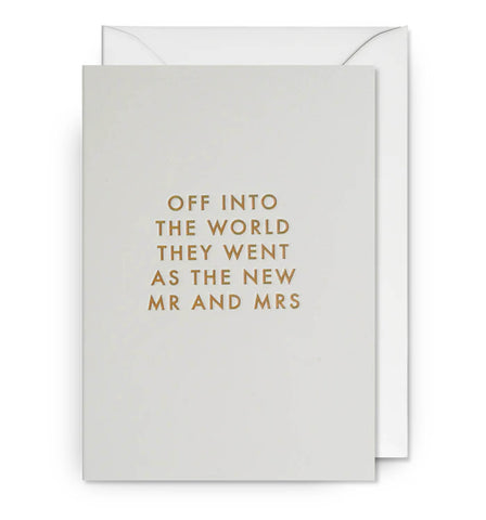 Off Into The World They Went As The New Mr And Mrs Card