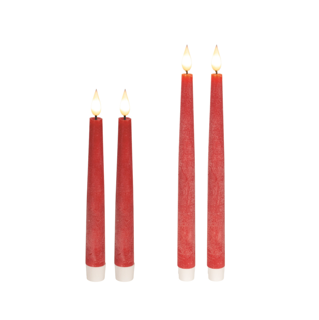 LED Red Taper Candles - Set of 2 (2 sizes)