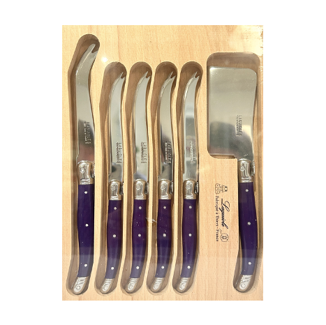 Laguiole French 6 Piece Cheese Set - Purple
