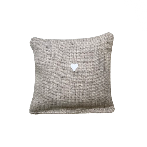 Lavender Sachet - White Heart/Natural Linen