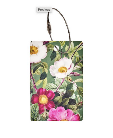 Luggage Tag - Rose Flower Garden - Dark Green