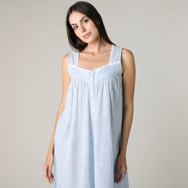 Striped Chambray Short Nightgown