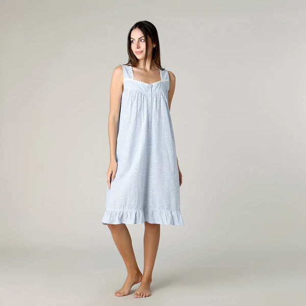 Striped Chambray Short Nightgown
