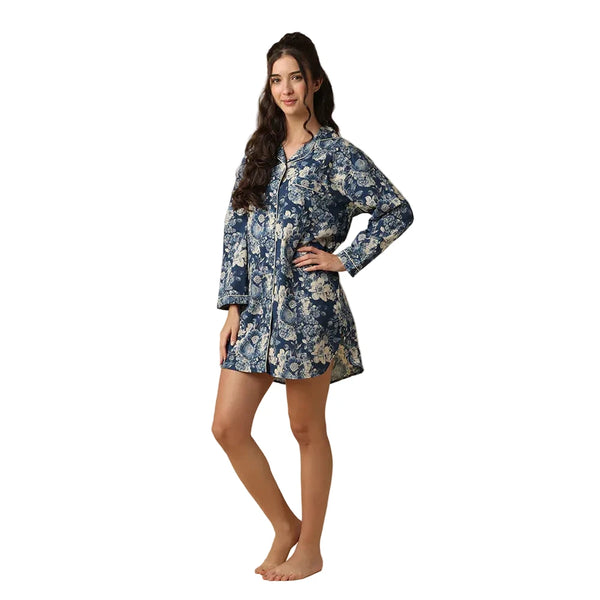 Greer Navy Floral Nightshirt