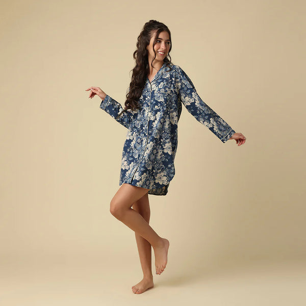 Greer Navy Floral Nightshirt