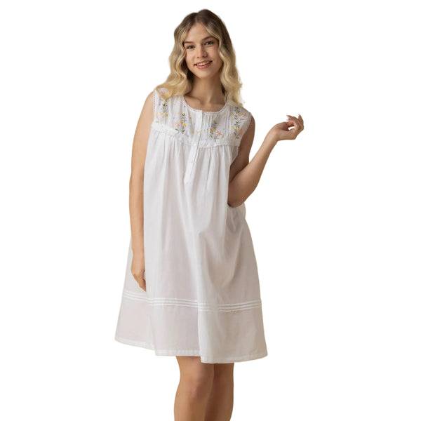 Penelope Floral embroidered Cotton Nightgown