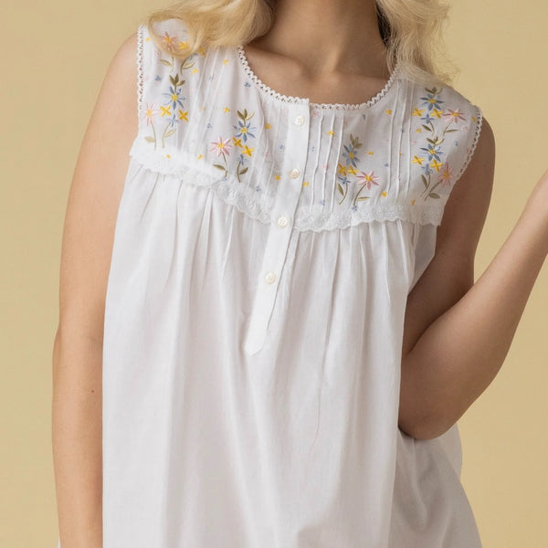 Penelope Floral embroidered Cotton Nightgown