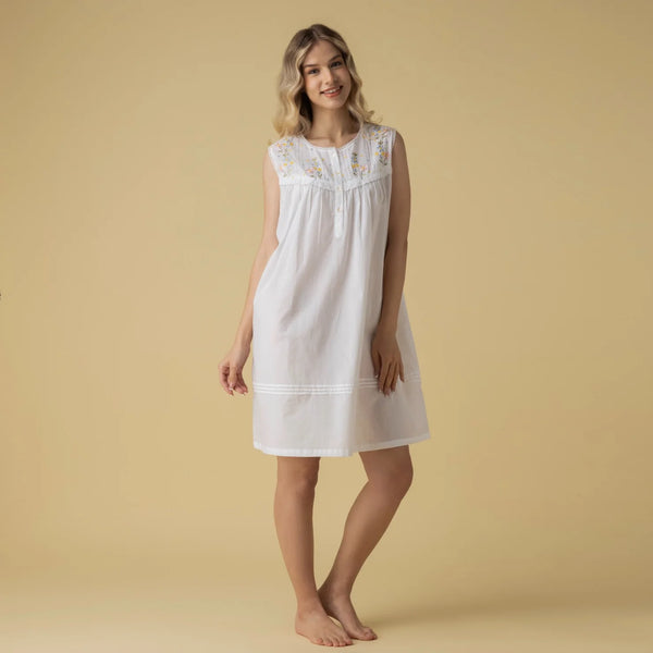 Penelope Floral embroidered Cotton Nightgown