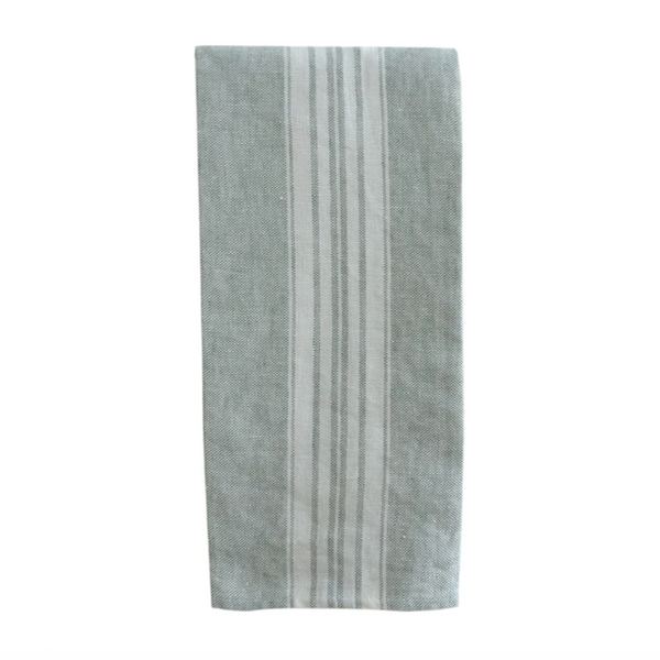 Maison Spruce/White Stripe Linen Tea/Hand Towel