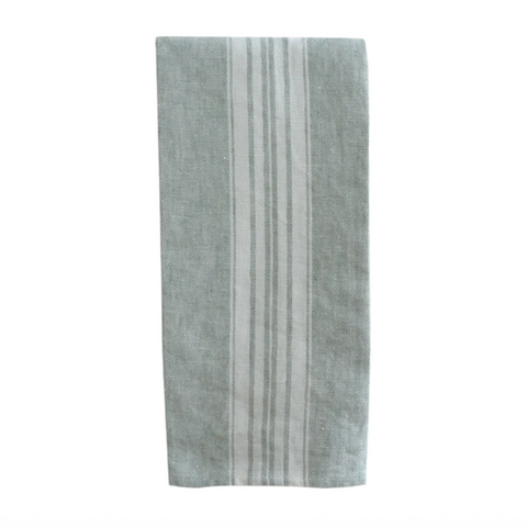 Maison Spruce/White Stripe Linen Tea/Hand Towel