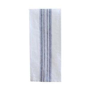 Maison White/Blue Stripe Linen Tea/Hand Towel