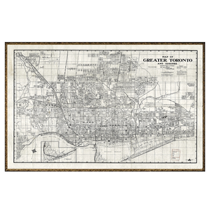 Map of Greater Toronto circa 1916 - Gold Frame