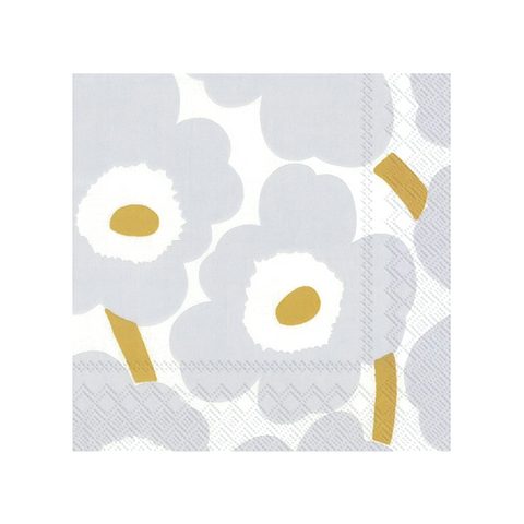 Marimekko Lunch Napkins - Unikko White Silver