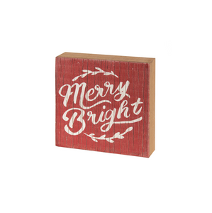 Merry Bright Wooden Plaque