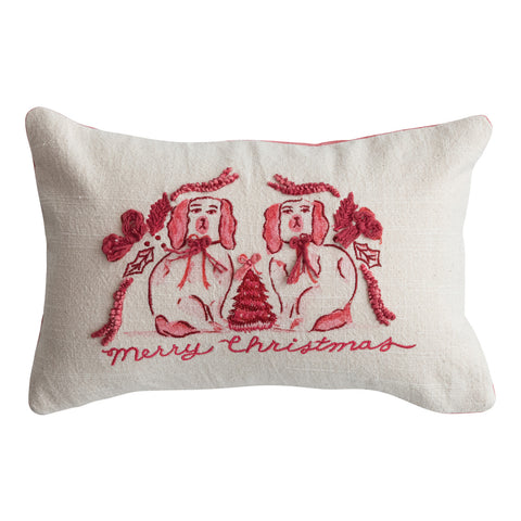 “Merry Christmas” Staffordshire Dogs Pillow