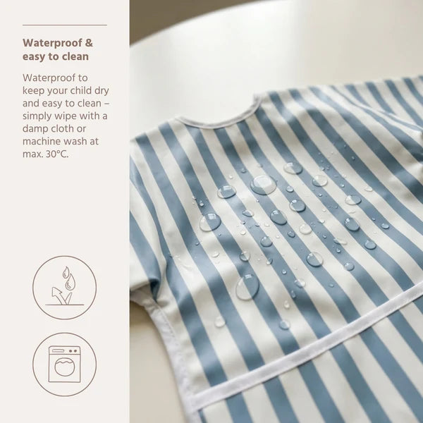 Bib With Sleeves Fat Stripe Jeans Blue