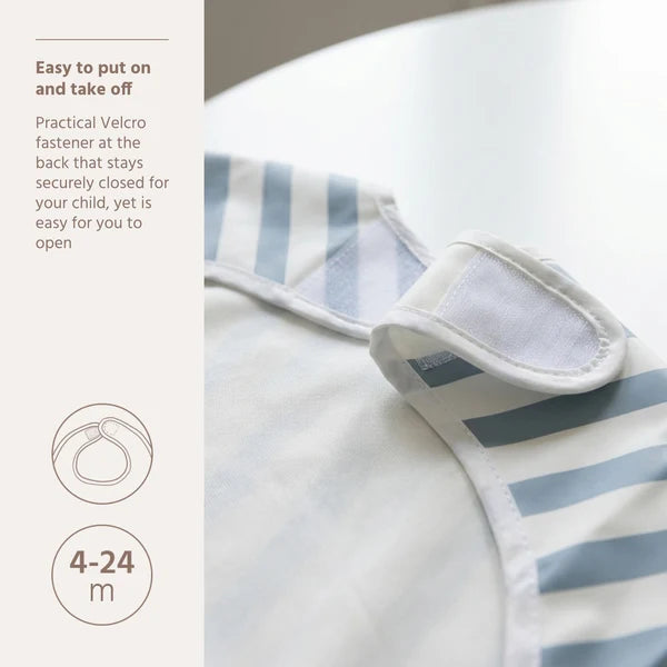 Bib With Sleeves Fat Stripe Jeans Blue