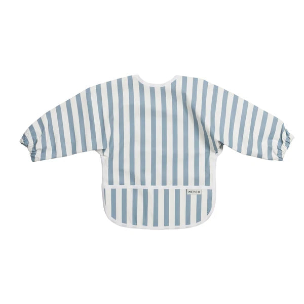 Bib With Sleeves Fat Stripe Jeans Blue