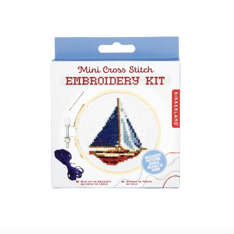 Mini Cross Stitch Embroidery Kit - Sailboat