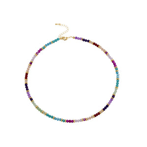 Multi Coloured & Gold Glass Beaded Necklace