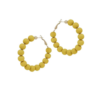 Mustard Yellow Ball Of Fun Hoop Earrings