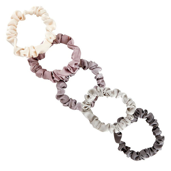 Grey Ombre Satin Scrunchies - Set of 5