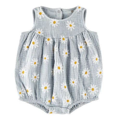 Blue & White Daisy Bubble Romper