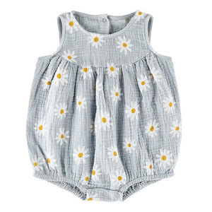 Blue & White Daisy Bubble Romper