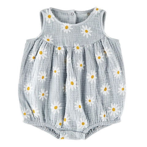 Blue & White Daisy Bubble Romper