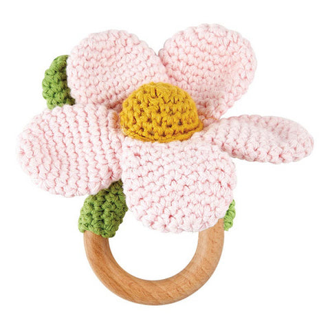 Daisy Crochet Rattle - Pink