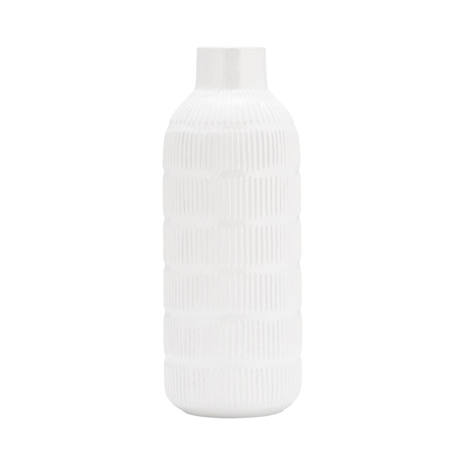 White Ribbed Vase - 17"