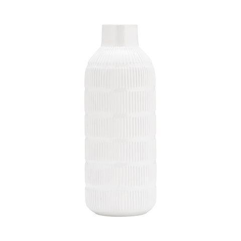 White Ribbed Vase - 17"