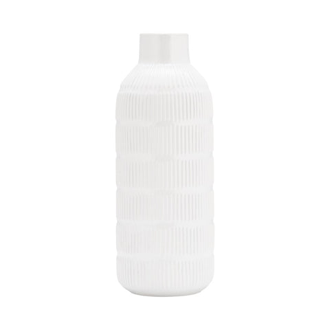 Pearl Stripe White Vase - 17"