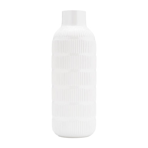 White Ribbed Vase - 21"