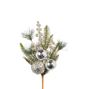 Pine & Berry w/ Ball Ornament Pick
