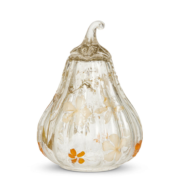 Pressed Floral Glass Pumpkin