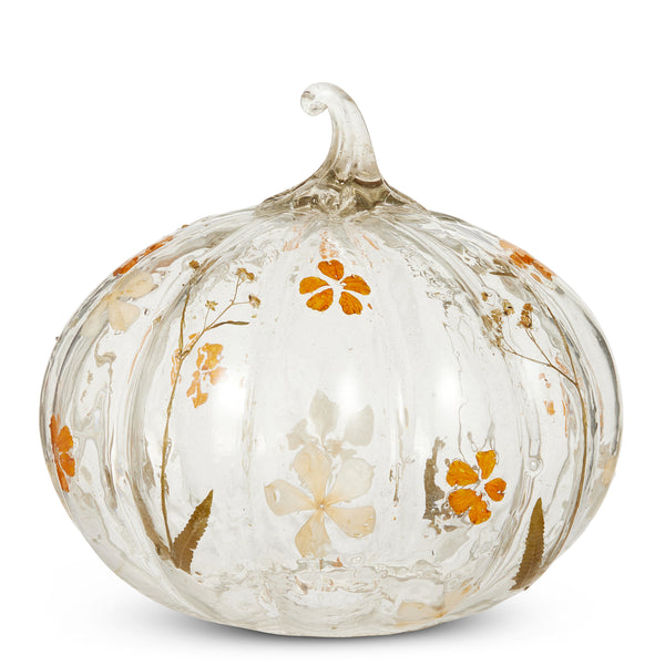 Pressed Floral Glass Pumpkin