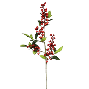 Red Berry Spray with Green Leaves  - 26"