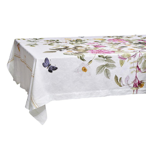 Rose Flower Garden Linen Tablecloth - Extra Length