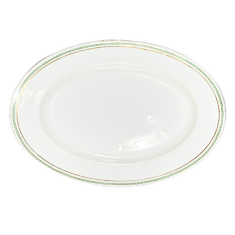 Vintage Limoges Green Greek Key Platter