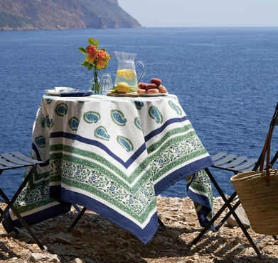 Cassis Blue & Green Tablecloth
