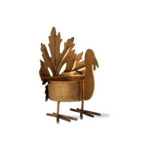 Gold Turkey Leaf Tealight Holder