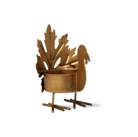 Gold Turkey Leaf Tealight Holder